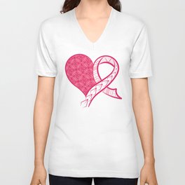 UrbanNesian Tatau & Siapo Cancer Ribbon V Neck T Shirt