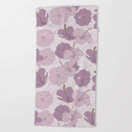 Purple hibiscus flowers Beach Towel