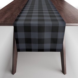 Navy Blue And Black Buffalo Plaid Pattern Pairs Pantone After Midnight Blue 19-4109 2022 Color Table Runner