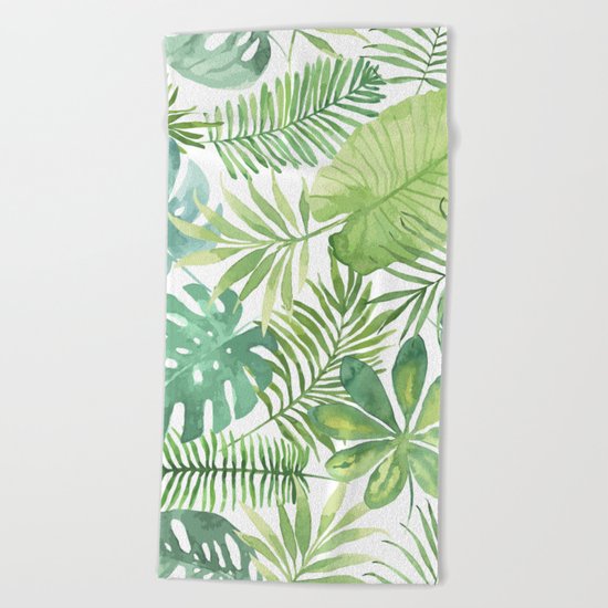 Tropical Branches Pattern 07 Beach Towel