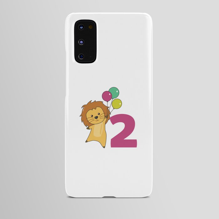 Lion Second Birthday Balloons For Kids Android Case