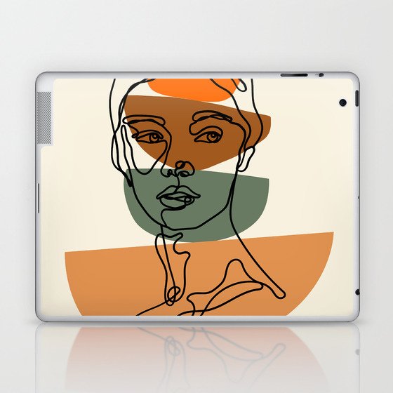 Minimalist Woman Face Portrait Geometric Modern Decor Laptop & iPad Skin