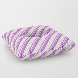 [ Thumbnail: Orchid and Beige Colored Lined Pattern Floor Pillow ]