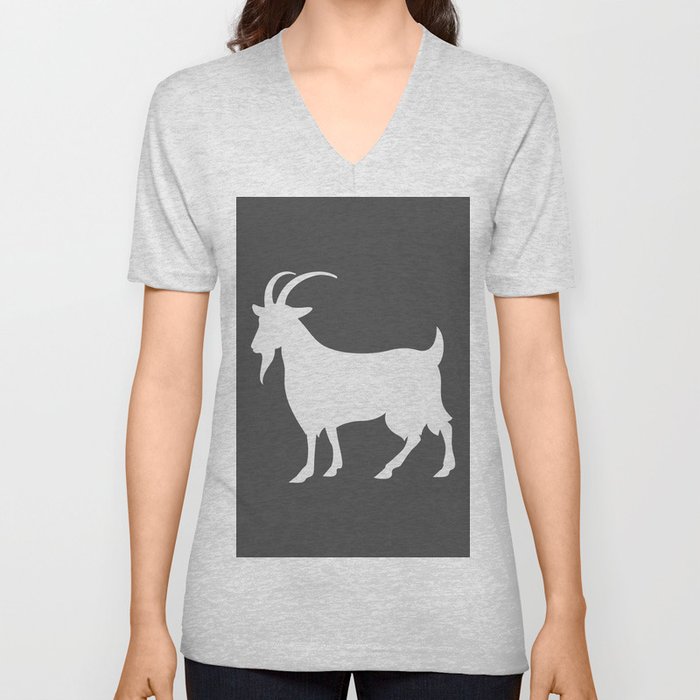 Goat Vector Silhouette Farm Animal  V Neck T Shirt