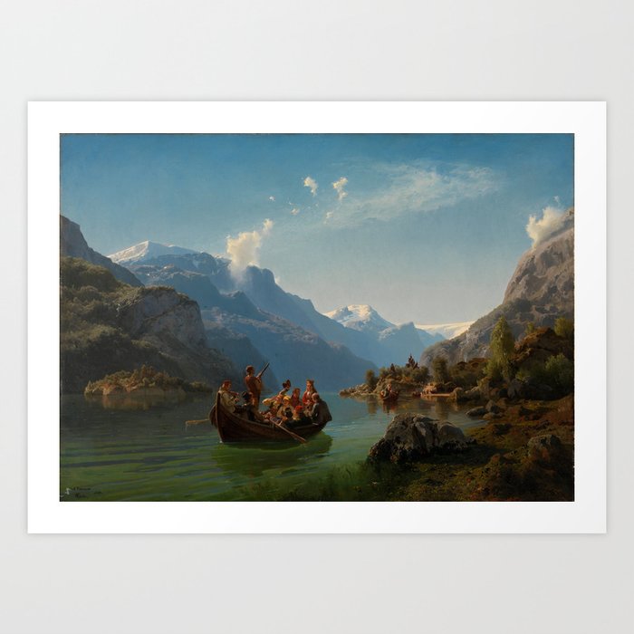 Bridal Procession on the Hardangerfjord by Hans Gude and Adolph Tidemand (1848) Art Print