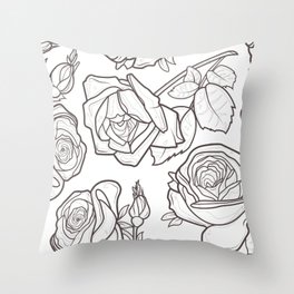 Outline Roses Throw Pillow