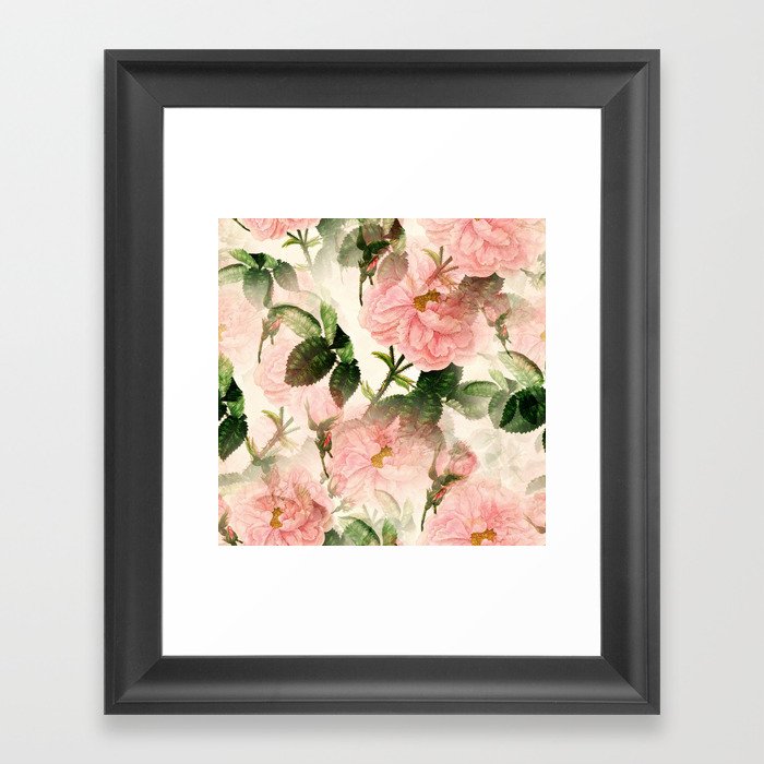 Vintage Elegant Blush Pink Rose Collection Framed Art Print