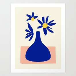 Blue Jar over pink table Art Print