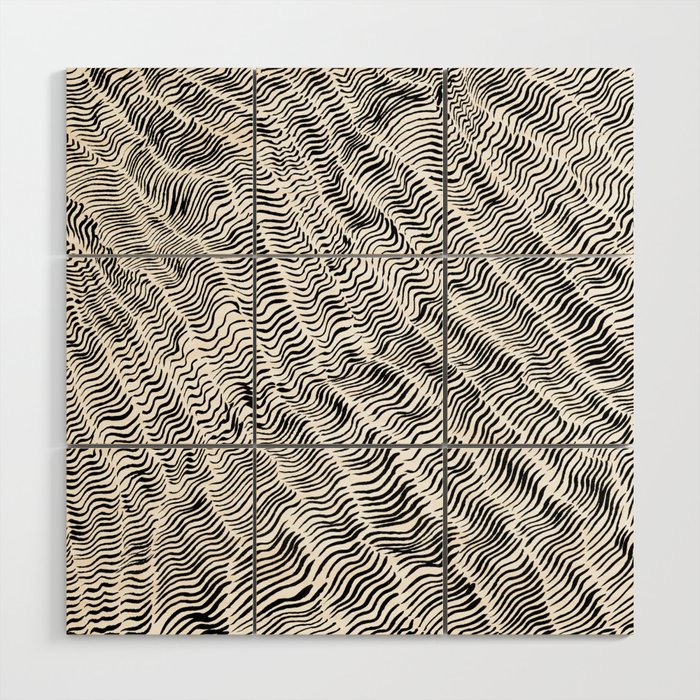 Hand-drawn Abstract Ramen Noodle Lines Wood Wall Art