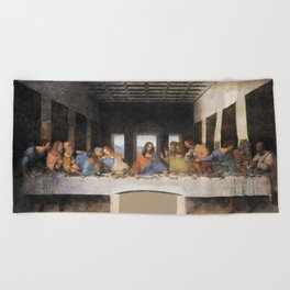 The last supper- painting by Leonardo da Vinci Beach Towel