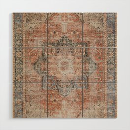 Retro oriental orange carpet Wood Wall Art