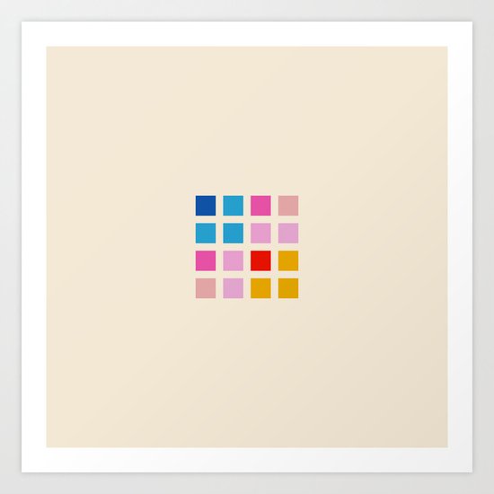 Classic Colorful Abstract Minimal Retro 70s Style Rubix Cube Art