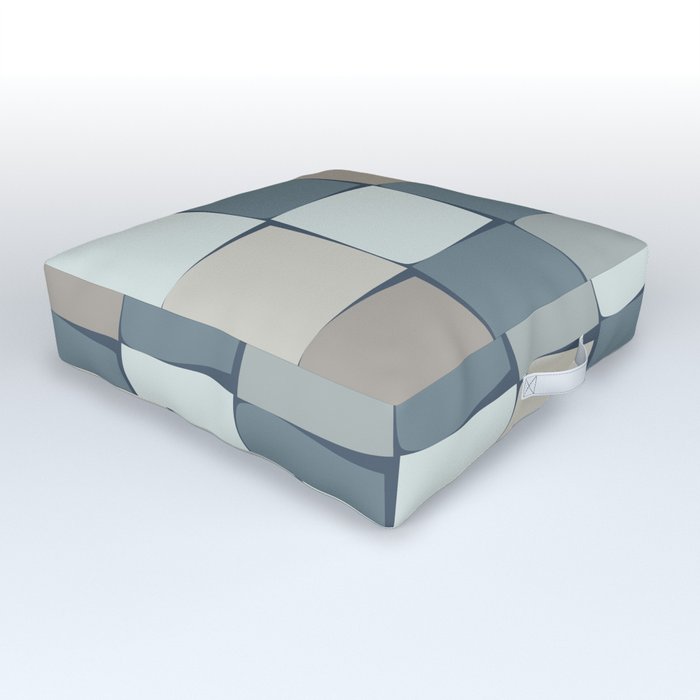 Flux Check Grid Pattern in Neutral Blue Gray Tones Outdoor Floor Cushion