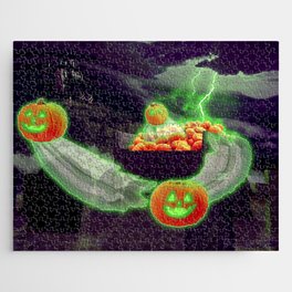 Lightning Ghost Pumpkins Jigsaw Puzzle