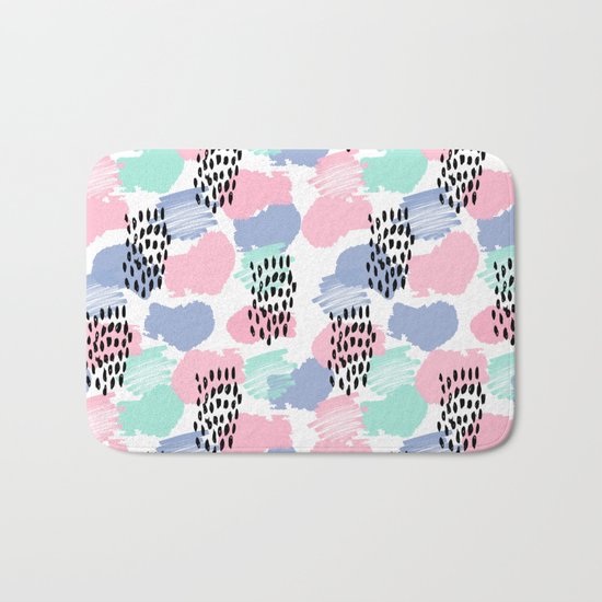 Pastel painted pattern minimal mint and pink nursery home decor patterns Bath Mat