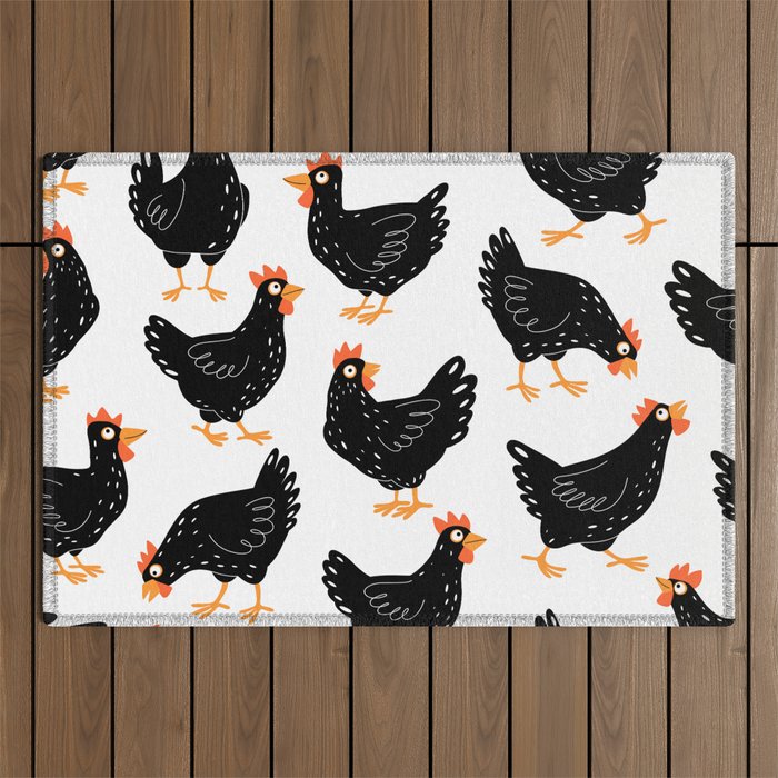 Seamless pattern with chicken Outdoor Rug