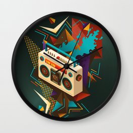 Bust Out The Jams Retro 80s Boombox Splash Wall Clock