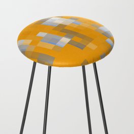 geometric pixel square pattern abstract background in yellow blue Counter Stool