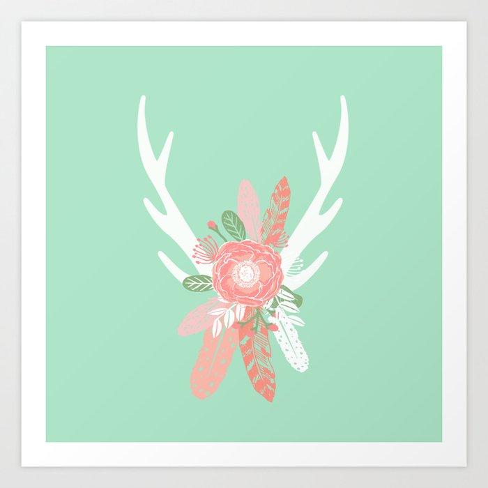 Deer Antler Florals Flower Bouquet With Antlers Minimal Boho