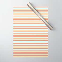 [ Thumbnail: Dark Salmon, Light Cyan, and Tan Colored Lines Pattern Wrapping Paper ]