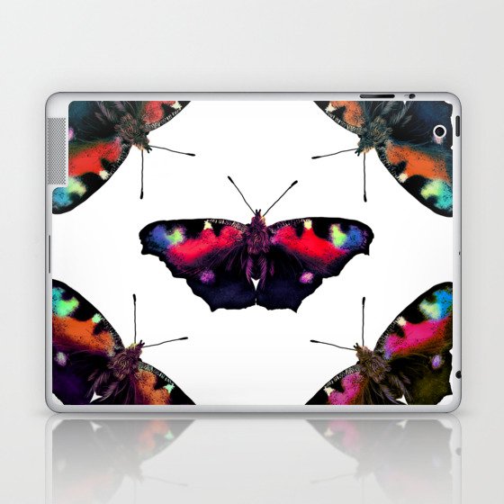 Colorful Mirrored Moths: Vibrant Cottagecore, Gremlincore Moth Pattern Illustration  Laptop & iPad Skin