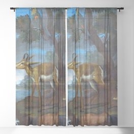 Bengalese Deer Attacked by Pugs Sheer Curtain