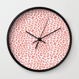 Living Coral Leopard Animal Print Wall Clock