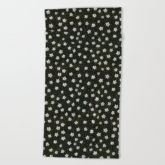 White Spring Flowers Beach Towel
