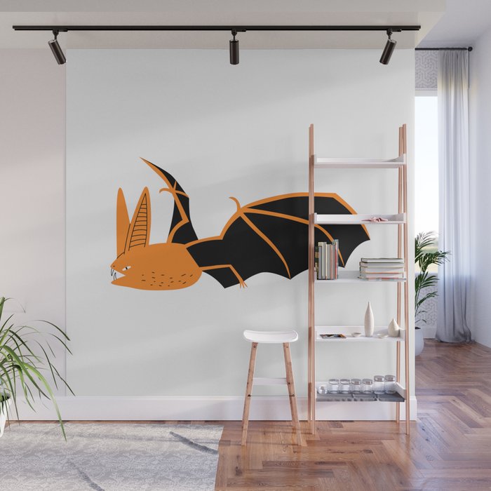 Scary halloween bat animal flying cartoon  Wall Mural