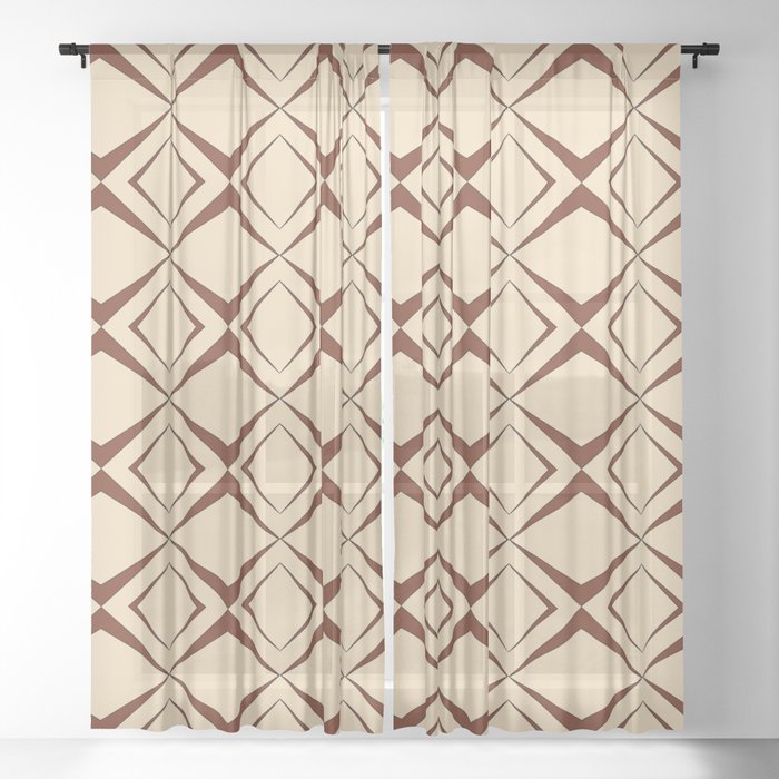 Retro 1960s geometric pattern design 3 Sheer Curtain