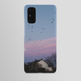 Blue hour and the moon | Flock of birds in the sky | Travel photography Europe | Android Case