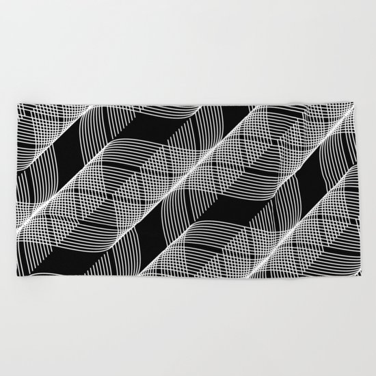 Black White Helix Beach Towel