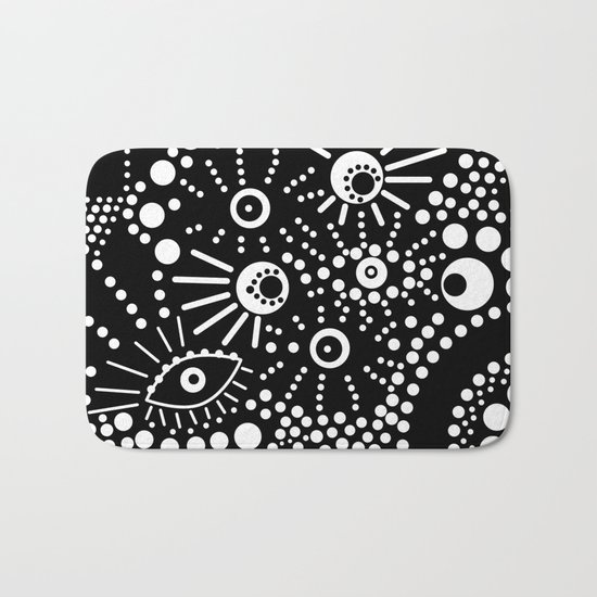 Abstract pattern polka dot black white . Bath Mat