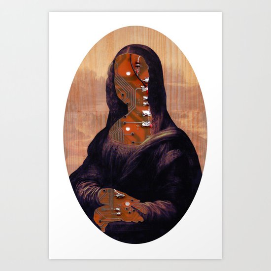 Mona Lisa V1c Digitalface Oval Collage Art Print