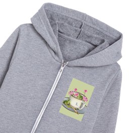 Cup with Lotos Flowers and two Frogs Kids Zip Hoodie