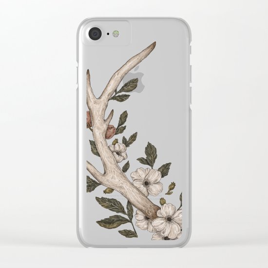 Floral Antler Clear iPhone Case