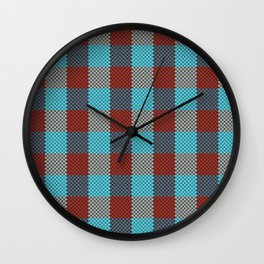 Pixel Plaid - Cranberry Bog Wall Clock