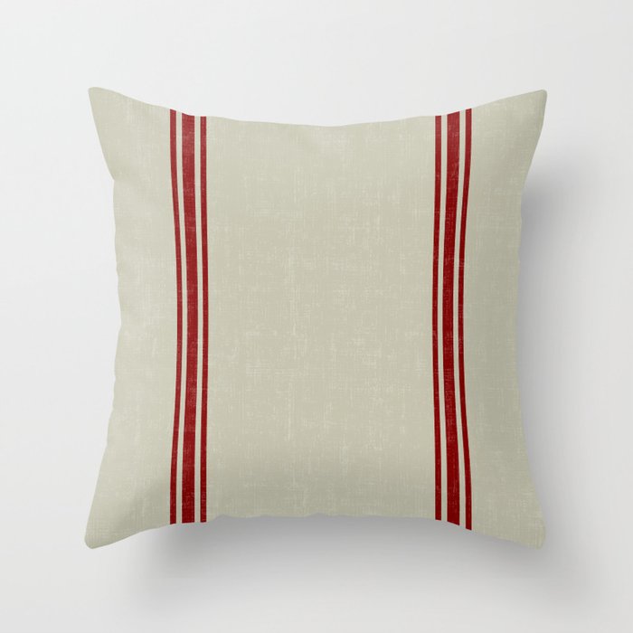 Vintage French Country Grainsack Berry Linen Throw Pillow by Mod