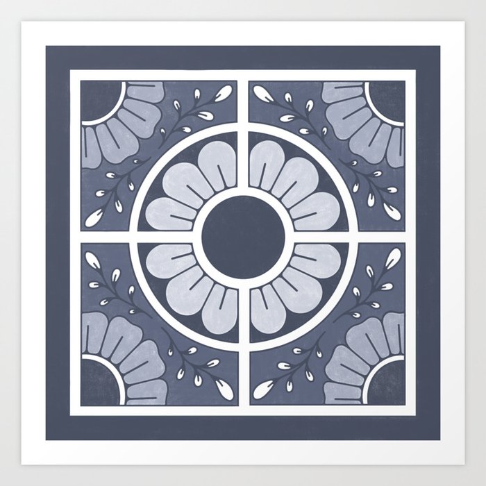 Blue Mandala Tile  Art Print