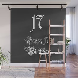 [ Thumbnail: Happy 17th Birthday - Fancy, Ornate, Intricate Look Wall Mural ]