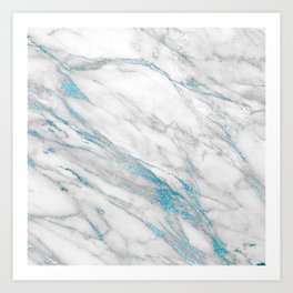 Blue Frosted Marble 01 Art Print