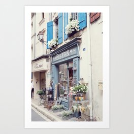 France Provence, Saint Remy Art Print | Coral, France, Window, Vintage, Cottage, Peonies, Europe, Travel, Roussillon, Blue 
