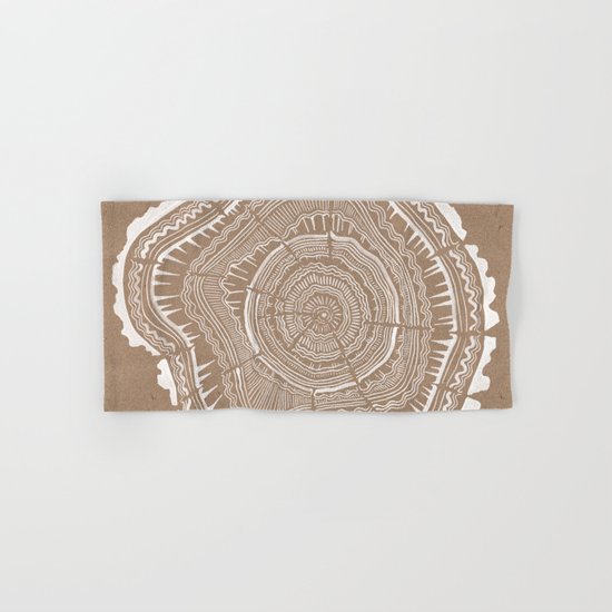 Tree Rings – White Ink on Kraft Hand & Bath Towel