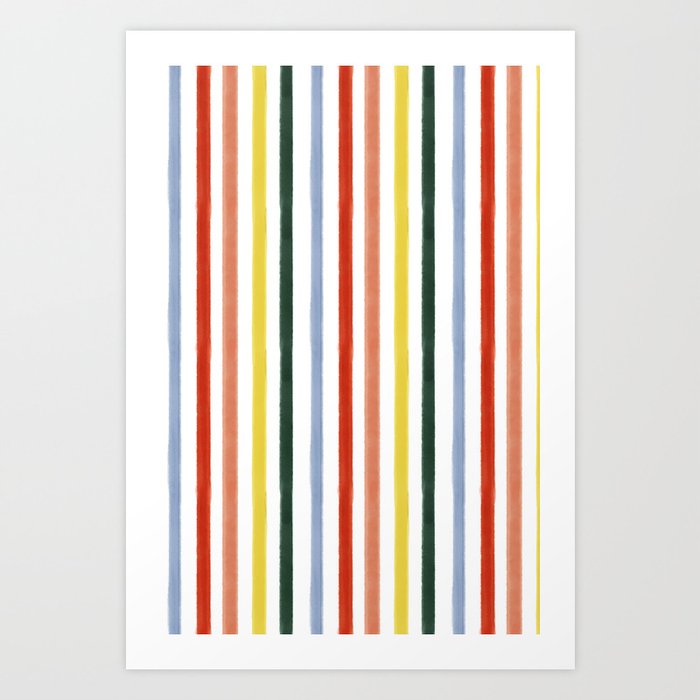 Classic Summer Watercolor Stripes Art Print