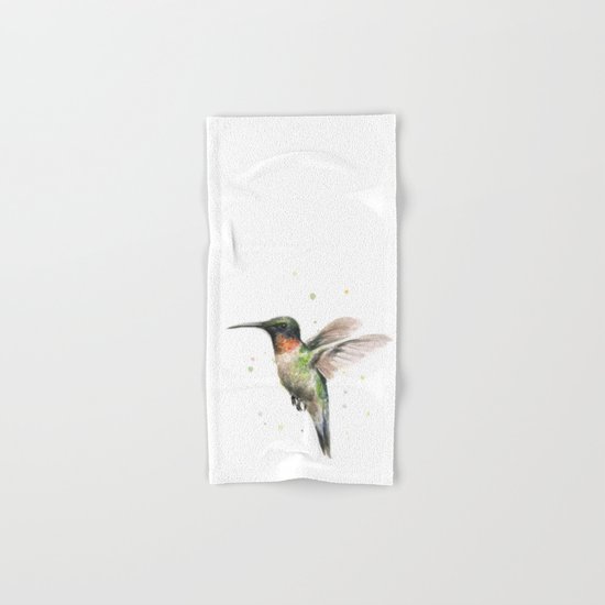 Hummingbird Watercolor Bird Animal Ruby Throated Hand & Bath Towel