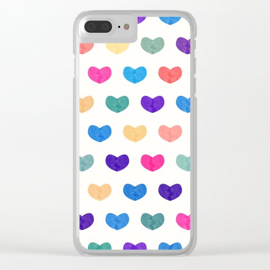 Colorful Cute Hearts III Clear iPhone Case