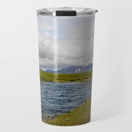 Bruarfoss in Iceland | Snowy mountains, cold waters and meadows Travel Mug