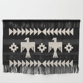 Southwestern Eagle and Arrow Pattern 121 Black and Linen White Wall Hanging