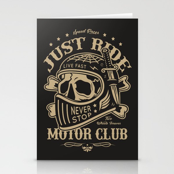 Motorcycle Club Helmet Illustration Stationery Cards