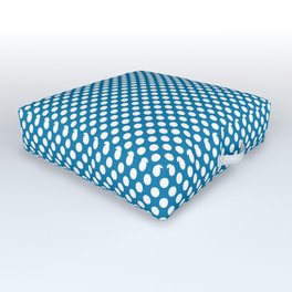 Methyl Blue and White Polka Dots Outdoor Floor Cushion